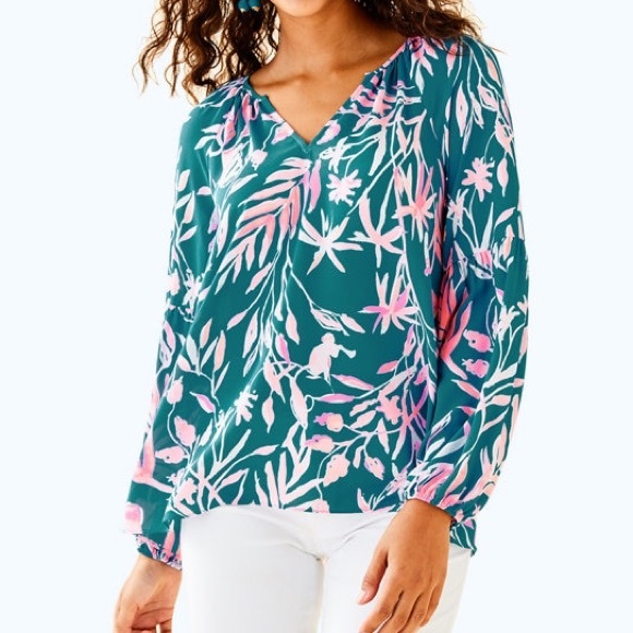 Lilly Pulitzer Tops - Lilly Pulitzer Charleigh Top Tidal Wave